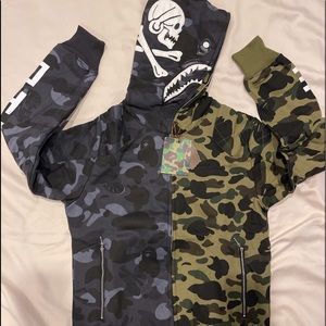 Bape A Bathing Ape Green Black NBHD Shark Hoodie